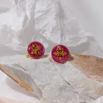 Wine Sebka Cufflinks | Moorish-Inspired Enameled Cufflinks | Jaipurio
